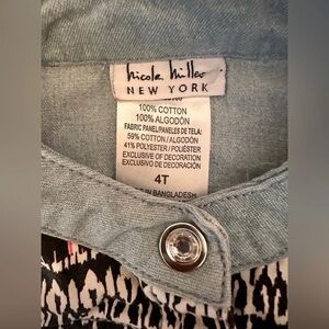 Nicole Miller Light Blue Denim Vest with Black and White Print